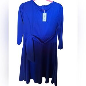 Fenjar Dress XL Royal Blue Fit & Flare Skater Dress NWT 3/4 Sleeve